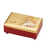 Jewelry Box graving gold coat with with Musical Box (Miyabi) free shipping