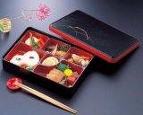 Photo: Echizenn lacuer  japanese style dishup box Nagate sumikiri kuro shyrokusa  Freeshipping 