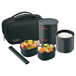 Photo1: Keep warm 【 OBENTOU】Lunch Box （ Rice Box  0.24L、Dish 0.21L x2  Black Freeshipping  (1)