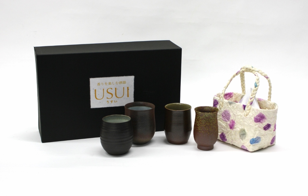 Photo1: Shot glass Liquor USUI enjoy the Echizen pottery scent ( 5 -point set) (1)