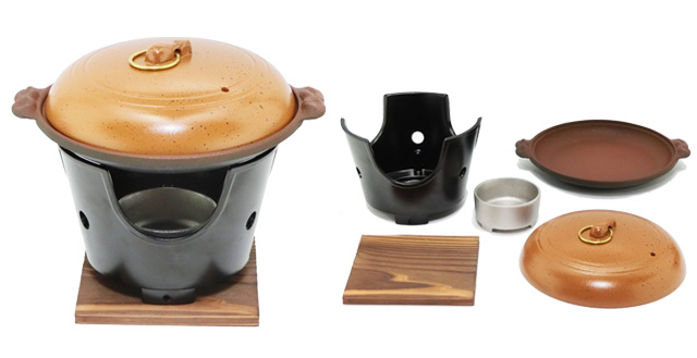 Photo1: Professional can enjoy at home ! Kaiseki craftsmanship ceramic plate grilled stove fire bowl with a set ( solid fuel use type ) (1)